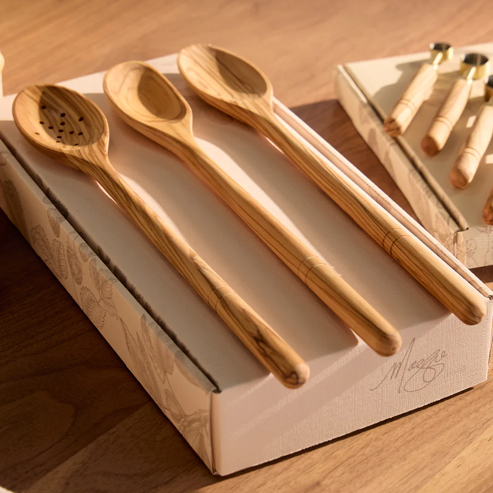 Italian Olive Wood Wooden Spoon Set of 3 - Image 3