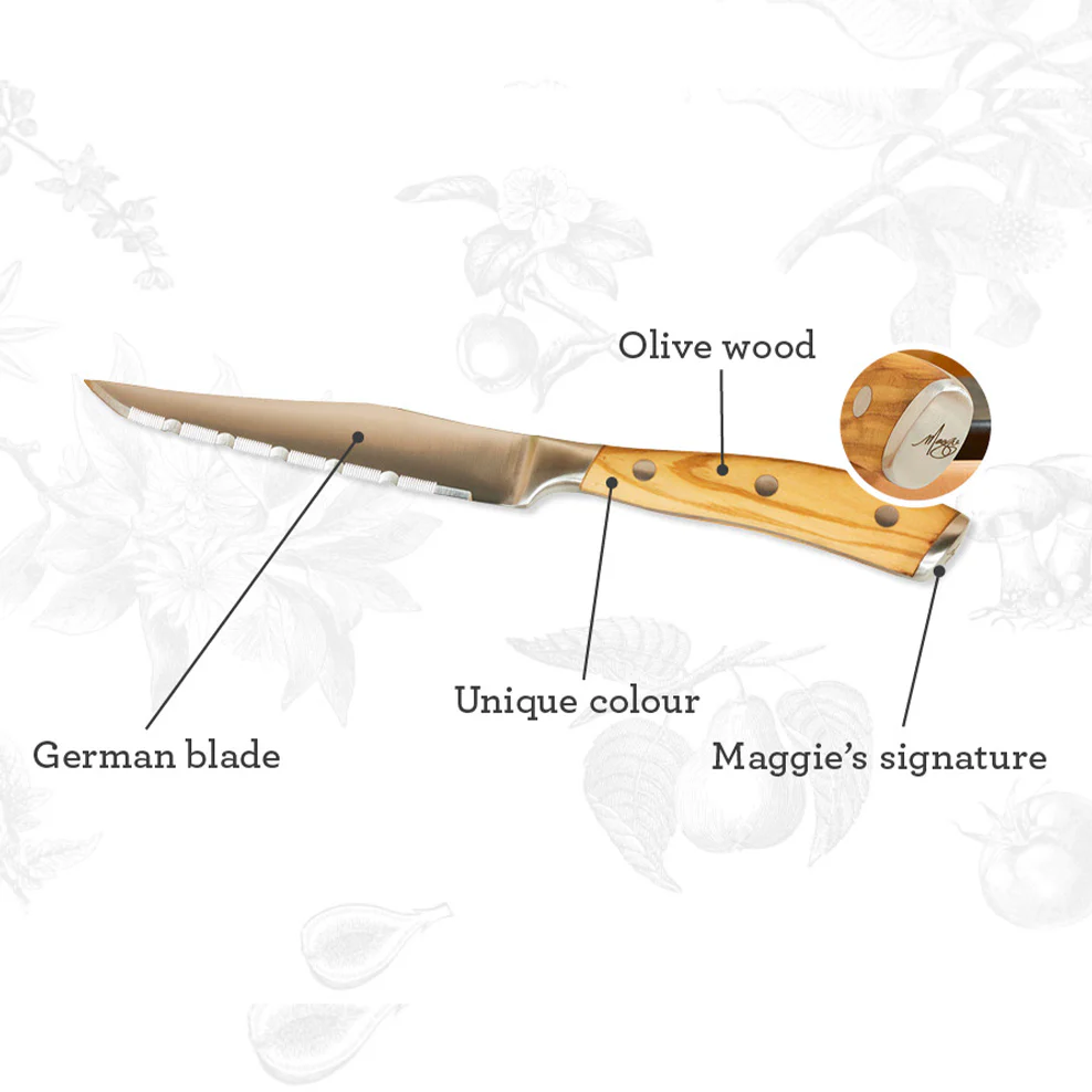 Maggie Living: Steak Knives in Olive Wood - Set of 4 - Image 5