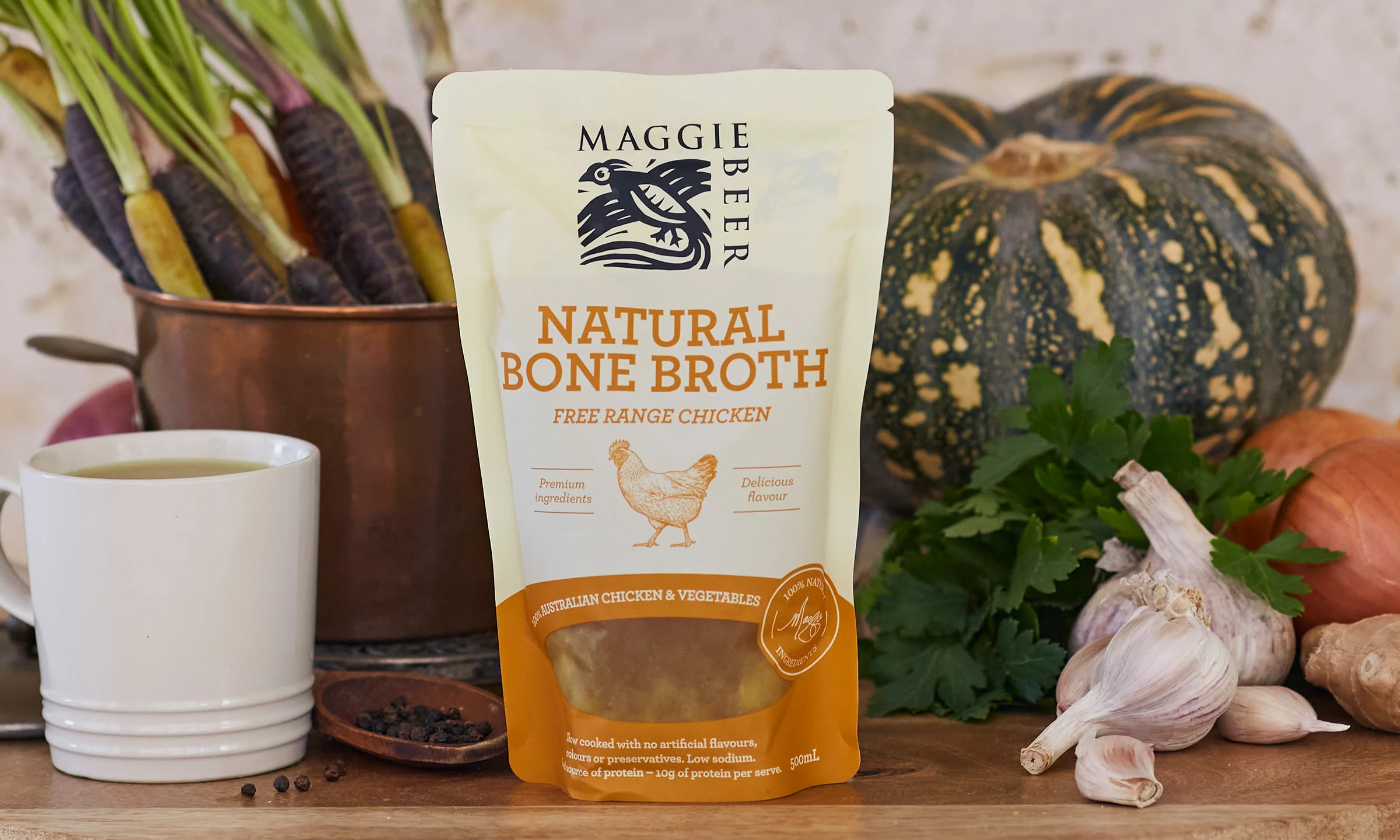 Natural Free Range Chicken Bone Broth 500mL