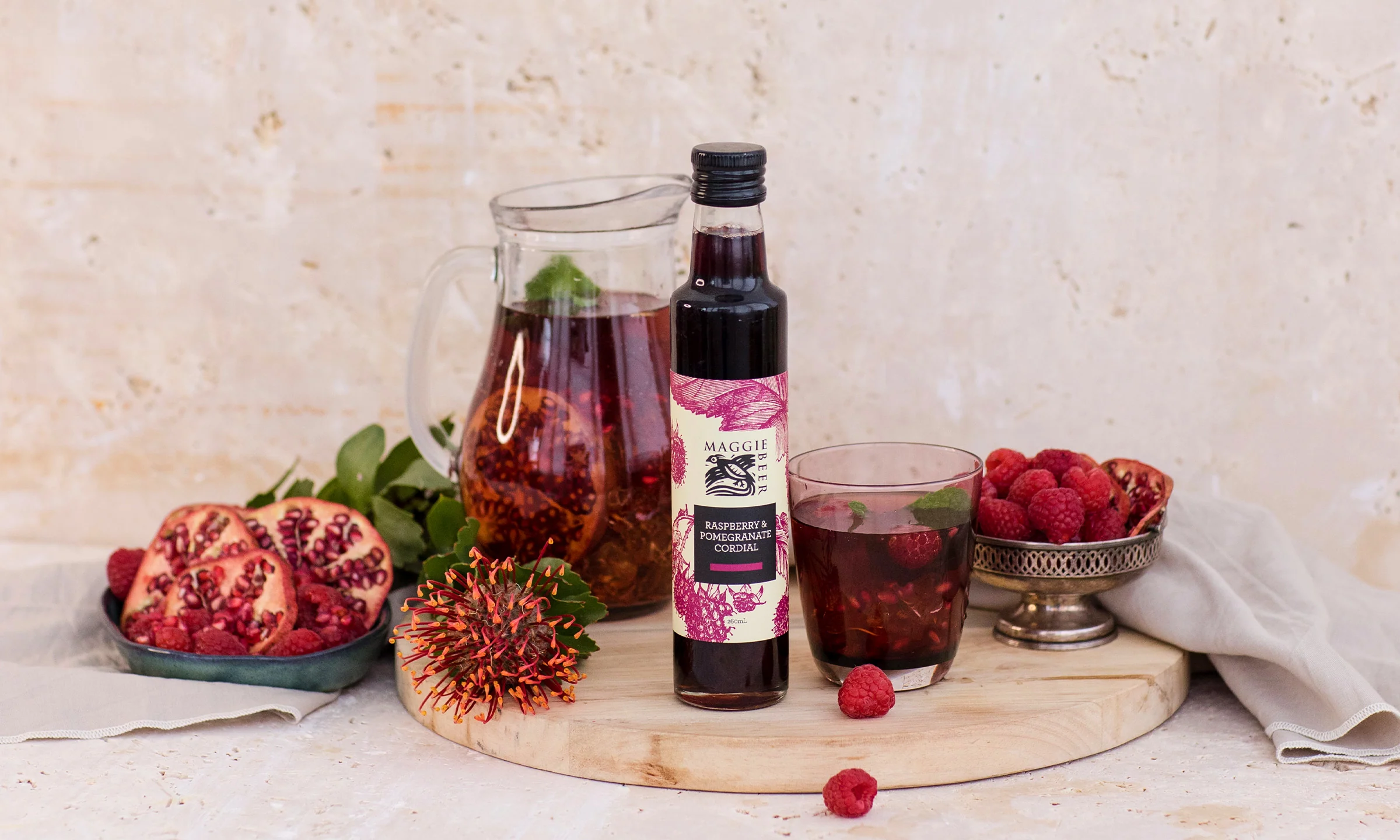 Raspberry & Pomegranate Cordial 260mL