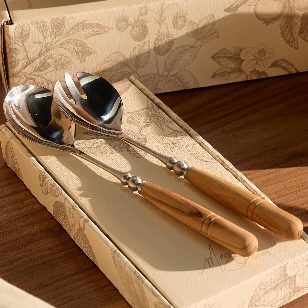 Salad Servers with Italian Olive Wood Handles - Image 3